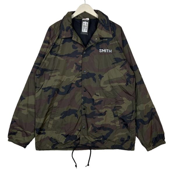 New Smith Men US M Coaches Jacket Snap Front Olive Camo Windbreaker Beimar - Picture 1 of 12